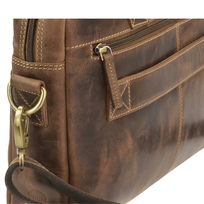 GreenBurry Vintage Leather Briefcase 15&quot; Laptop Antique brown 38x26cm - KNIFESTOCK