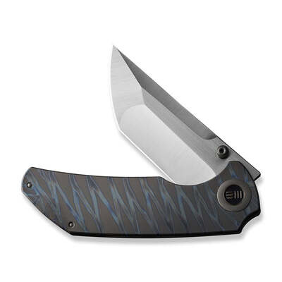 WE Thug XL Tiger Stripe Pattern Flamed Titanium Handle Hand Polished Satin CPM 20CV Blade WE20028D-2 - KNIFESTOCK