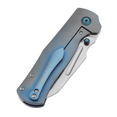 Kansept Dreadnaught Stonewashed CPM S35VN, Blå Anodiserad Ti - KNIFESTOCK