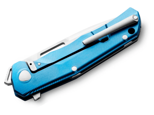 Lion Steel Folding knife MAGNACUT blade, BLUE Titanium with Carbon Fiber inlay Q - KNIFESTOCK