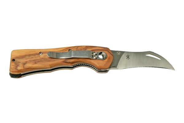 Fox Knives FOX SPORA MUSHROOM FOLDING KNIFE SANDVIK 12C27 SATIN BLADE, OLIVE WOOD HANDLE - KNIFESTOCK