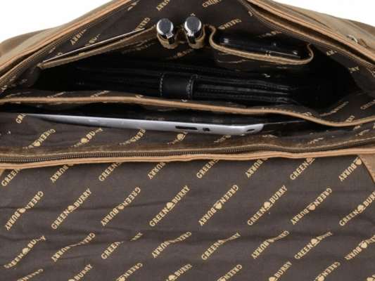 Sac à bandoulière en cuir GreenBurry 39x30cm &quot;Vintage&quot; brun antique - KNIFESTOCK