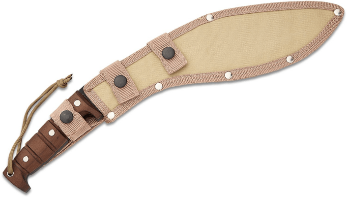 ESEE Knives Expat Jaraca Kukri, 1075 Black Powder Coated Blade, Walnut Handles, - KNIFESTOCK