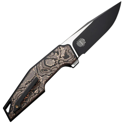 WE Black Titanium Integral Handle With Copper Foil Carbon Fiber Inlay Black Stonewashed CPM 20CV Bla - KNIFESTOCK