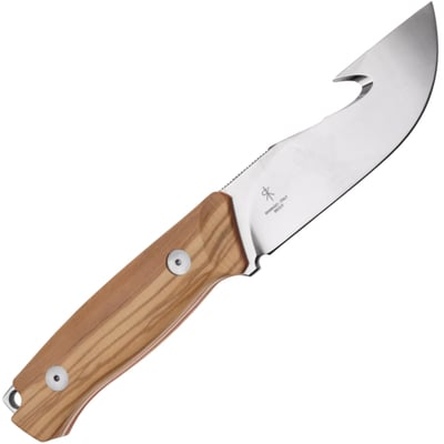 Fox-Knives Ejector Fixed Knife Stainless Steel Becut Satin Blade, Olive Wood Handle FX-663 OL - KNIFESTOCK