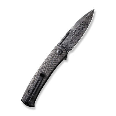 CIVIVI Caetus Twill Carbon Fiber Handle Black Hand Rubbed Damascus Blade C21025C-DS1 - KNIFESTOCK
