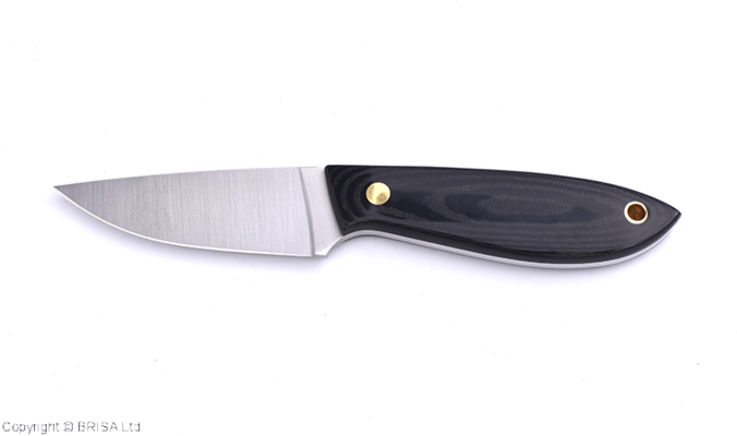 Brisa Bobtail 80-Black micarta 12C27 Flat Sheath Bobtail 80 Leather BRS-035-9961-1550 - KNIFESTOCK