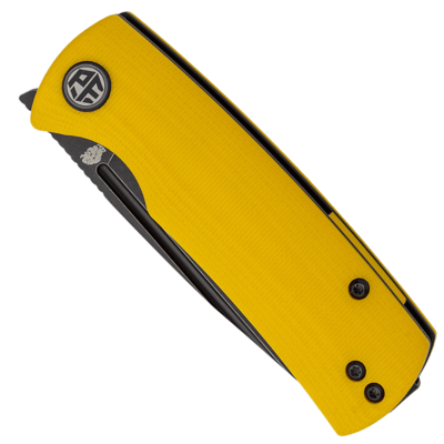 Petrified Fish PFP01X Beluga Black Stonewashed 14C28N Yellow G10 PFP01XYW - KNIFESTOCK
