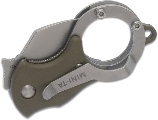 FOX MINI-TA KOKOONTAITTUVA VEITSI OD VIHREÄ NYLON KAHVA-1.4116 RUOSTUMATON TERÄS SANDBLAST. TERÄ - KNIFESTOCK