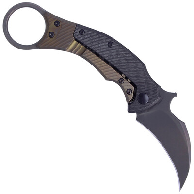 Fox Knives FOX/BASTINELLI BLACKBIRD COUTEAU PLIANT ACIER INOXYDABLE ELMAX PVD LAME, CADRE TITANE VER - KNIFESTOCK