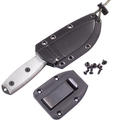 ESEE Knives Model 3 musta terä, harmaa kahva tupella + klipsi - KNIFESTOCK