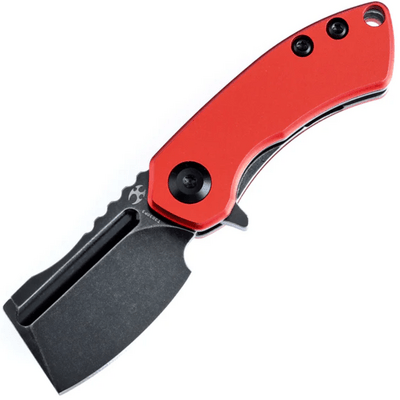 KANSEPT Mini Korvid 154CM Black Stonewashed Red Aluminum Handles T3030P3 - KNIFESTOCK