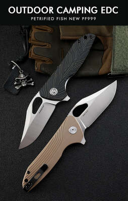 Petrified Fish PF999 Mastiff Satin K110 khaki G10 PF999K - KNIFESTOCK