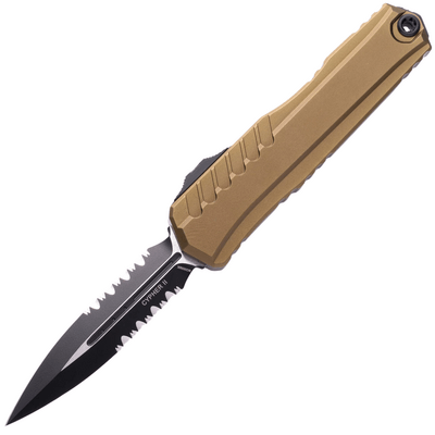 Microtech CYPHER II D/E BLACK PART SERRATE OD GREEN 1242-2OD - KNIFESTOCK