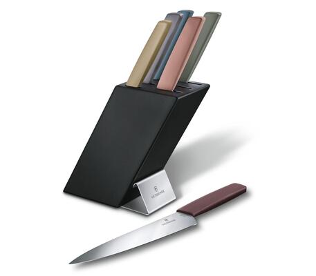 VICTORINOX Swiss Modern Cutlery Block Black, filled with 6 knives 6.7186.66 - KNIFESTOCK