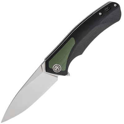 Petrified Fish PF838 Pub Satin D2 Green G10 With Black G10 PF838GRS - KNIFESTOCK