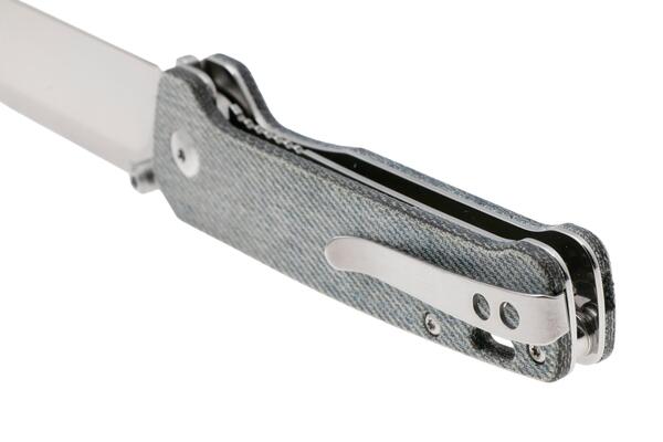 QPS Penguin V2 D2, finitura a due toni stonewash - satinata, Manico: Denim micarta QS130V - KNIFESTOCK