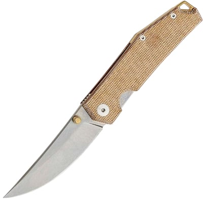 Giant Mouse Ace Clyde, (New) Natural Canvas / Brass Backspacer &amp; Thumba Stud / Tumbled Blade - KNIFESTOCK