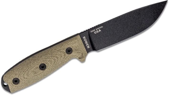 ESEE Model 4 Black Blade, 3D Green Canvas Micarta 4PB-017 - KNIFESTOCK