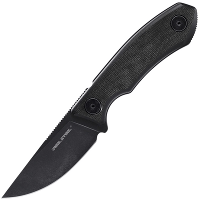 Real Steel Receptor, Black Stonewash 14C28N, Black Micarta RE-3552BM - KNIFESTOCK