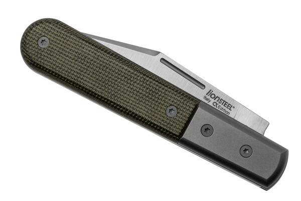 Lionsteel Clip M390 blade,  green Canvas Handle, Ti Bolster &amp; liners CK0112 CVG - KNIFESTOCK