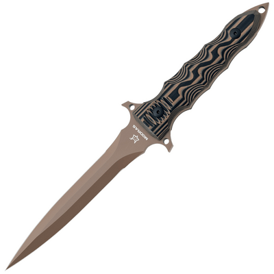 Fox-Knives FOX KNIVES MODRAS FIXED KNIFE,BLD N690, BLACK/COYOTE G10 HDL DOUBLE EDGE FX-508 AF - KNIFESTOCK