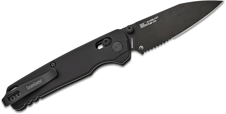 Kershaw Bel Air 6105BLKST Black PVD MagnaCut Serrated, Black Aluminum, pocket knife - KNIFESTOCK