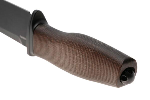 Lion Steel Feststehendes Messer M390 SCHWARZE Klinge, NATÜRLICHES Burlap, Ti-Parierstange, Ledersche - KNIFESTOCK