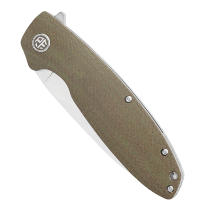 Petrified Fish PFB01 Terra Satin D2 Khaki Micarta PFB01KAS - KNIFESTOCK