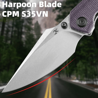 Kansept Fenrir Stonewashed CPM S35VN Blackwash Titanium + Purple Micarta K1034Z1 - KNIFESTOCK