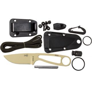 ESEE Knives IZULA-DT-KIT-CS, COUTEAU À LAME FIXE DE COU AVEC KIT DE SURVIE - DESERT TAN - KNIFESTOCK