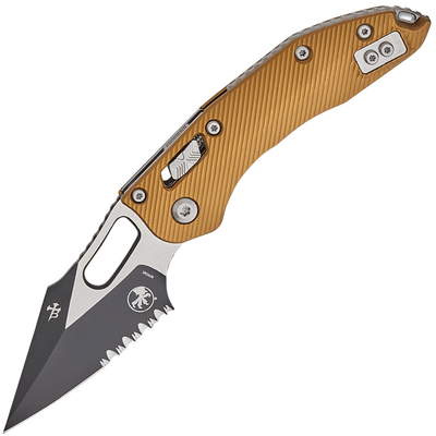 Microtech Stitch - RAM-LOKTM S/E Fluted Tan Partial Serrated 169RL-2FLTA - KNIFESTOCK
