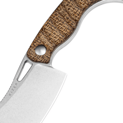 Kizer Little Rhino AEB-L Stonewashed Burlap Micarta Handles 1065A4 - KNIFESTOCK