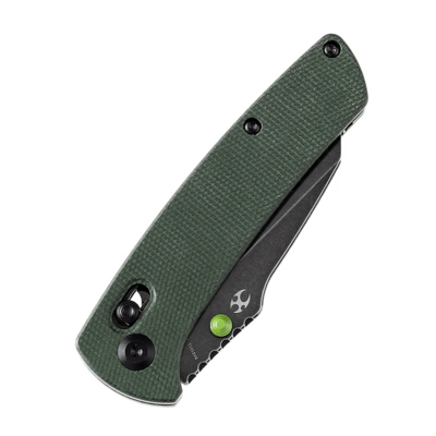 Kansept Main Street Black Stonewashed 154CM Green Micarta T1015V6(Crossbar Lock) - KNIFESTOCK