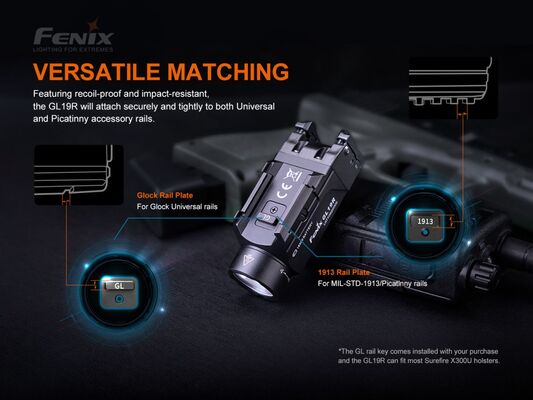FENIX Taschenlampe wiederaufladbar für Waffen 1200lm GL19R - KNIFESTOCK