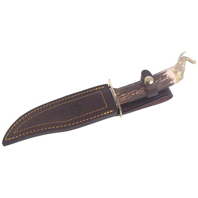 MUELA 160mm blade, stag deer handle, brass guard and Elephant head cap ELEPHANT-16BF - KNIFESTOCK