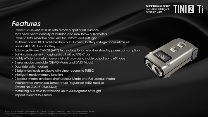 Nitecore flashlight Tini2 Ti - KNIFESTOCK