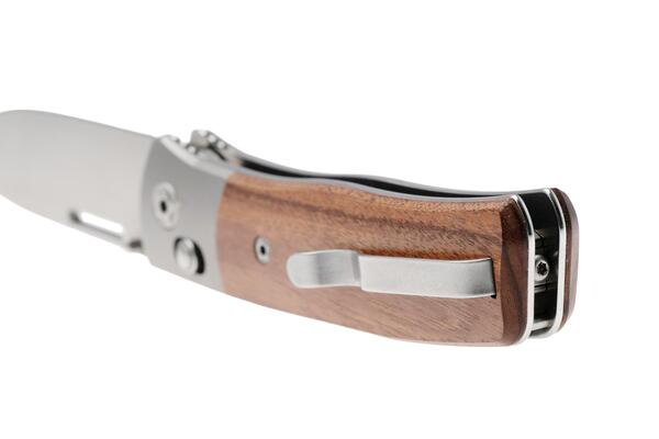 LionSteel NINI Folding knife M390 satin blade, Ti BOLSTER, SANTOS wood handle NN2 ST - KNIFESTOCK
