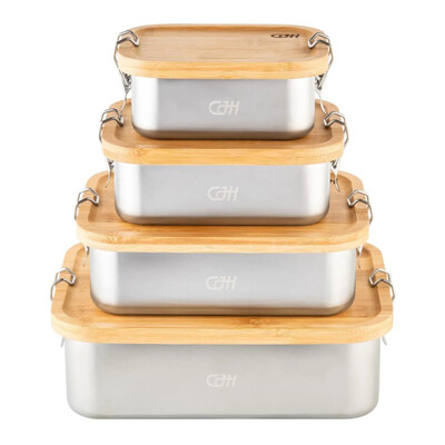 CJH Edelstahl Lunch Box L, Bambus-Deckel ART000069 - KNIFESTOCK
