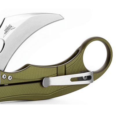 LionSteel L.E.One Mid Folding knife STONE WASHED M390 blade, GREEN aluminum hand - KNIFESTOCK