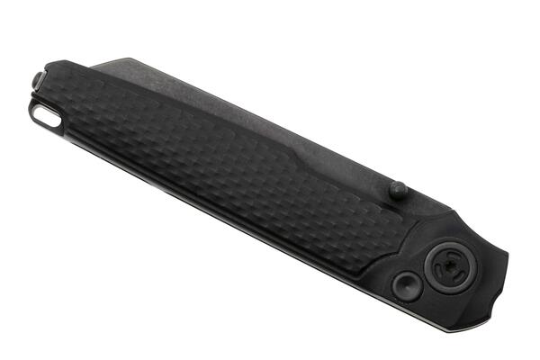 MKM MIURA – CPM Magnacut DSW bld - SOLID Black Alu hdl, BUTTON LOCK - REV. S/S CLIP MK MI-ABKB - KNIFESTOCK