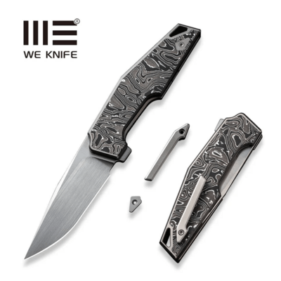 WE Gray Titanium Integral Handle With Aluminum Foil Carbon Fiber Inlay Hand Rubbed Satin CPM 20CV Bl - KNIFESTOCK