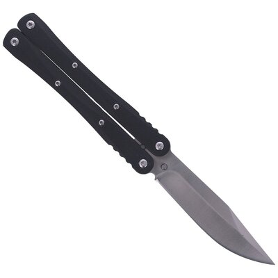 BLACK FOX Balisong, Lame 440 Satinée, Manches G10, BF-501 - KNIFESTOCK
