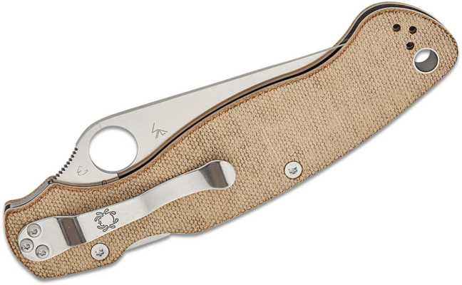 Spyderco Military 2 Brown Canvas Micarta CPM CRU-WEAR Reveal 14 C36MPCW2 - KNIFESTOCK