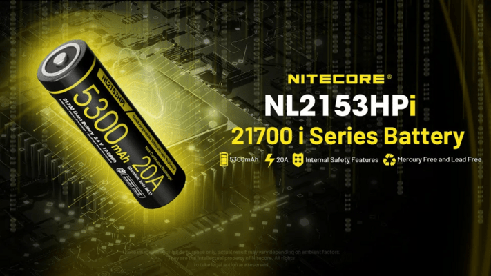 Nitecore ladattava Li-Ion 21700 tyyppi 5300mAh 3,6V akku NL2153HPi(5300mAh) - KNIFESTOCK
