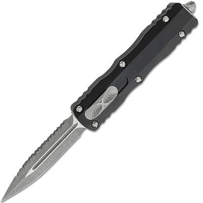 Microtech Dirac D/E Stonewash Standard Full Serration Apocalyptic 225-12AP - KNIFESTOCK