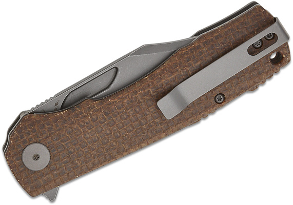 Petrified Fish PFP03 Victor Gray Stonewash K110 Brown Micarta PFP03BRMGAW - KNIFESTOCK