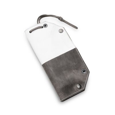 MKM EDC VALET TRAY – FOLDABLE, GREY/WHITE 100% VEGETABLE TANNED LEATHER IN TUSCANY MK VTF-1 - KNIFESTOCK