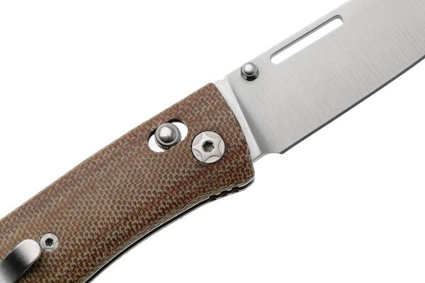 LionSteel NINI Folding knife M390 satin blade, full NATURAL Canvas handle NN1 CVN - KNIFESTOCK