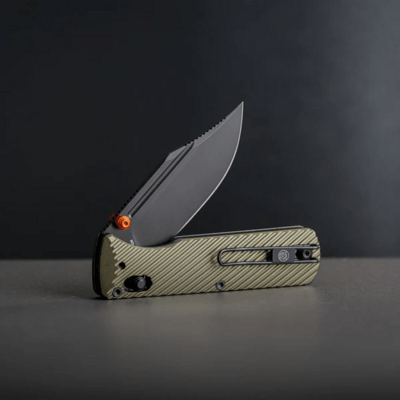 Vosteed Vombat M390 Black Stonewash Aluminum Olive Green A4102 - KNIFESTOCK